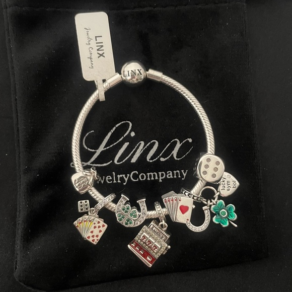 Linx Snake Chain Bracelet with Gambling and Casino Themed Charms - Picture 3 of 8